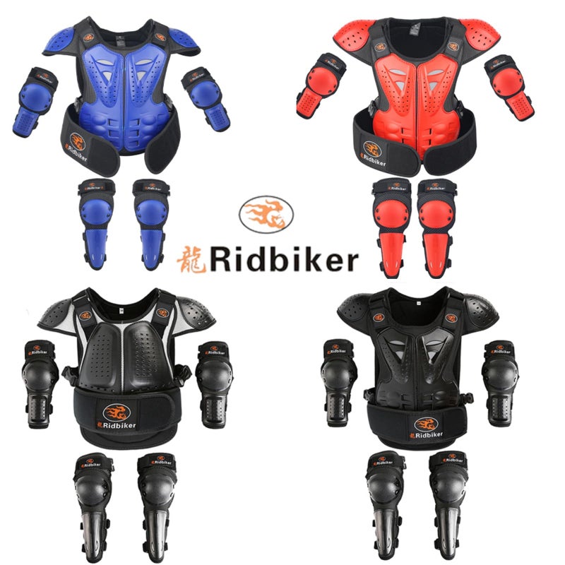 RIDBIKER واقي صدر دراجة الأطفال للتراب موتوكروس، درع دراجة نارية للشباب مع واقي الركبة والساق ووسادات الكوع للأولاد والبنات لركوب الدراجات الواقية - Image 5